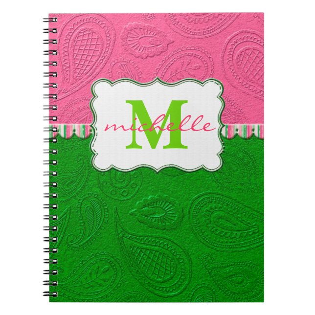 Cuaderno Monograma del modelo de Paisley (Frente)