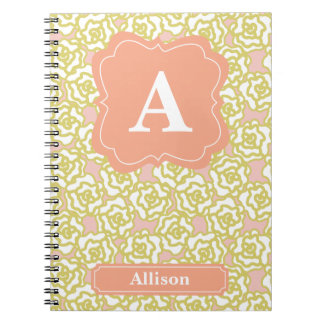 Cuaderno Monograma del naranja de los rosas amarillos