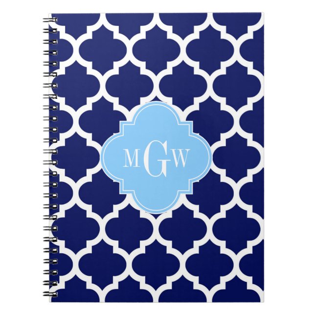 Cuaderno Monograma del nombre azul cielo azul azul marino m (Frente)