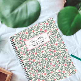 Cuaderno Monograma del nombre de guión floral vintage
