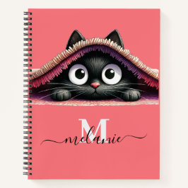 Cuaderno Monograma del nombre del guión de gatito Peek-a-Bo