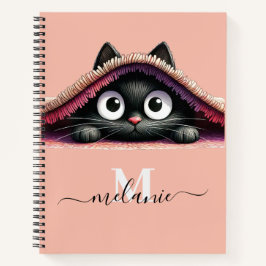 Cuaderno Monograma del nombre del guión de gatito Peek-a-Bo