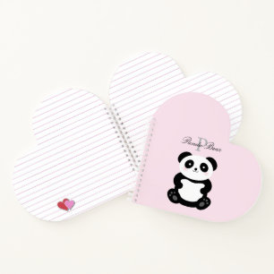 Cuaderno Monograma del oso panda de la bebé de una chica