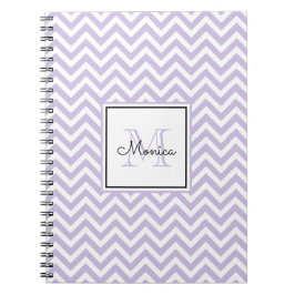 Cuaderno Monograma del patrón Chevron de Lavanda Moderna