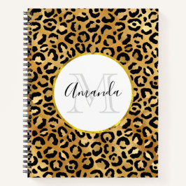 Cuaderno Monograma del patrón de impresión de leopardo salv