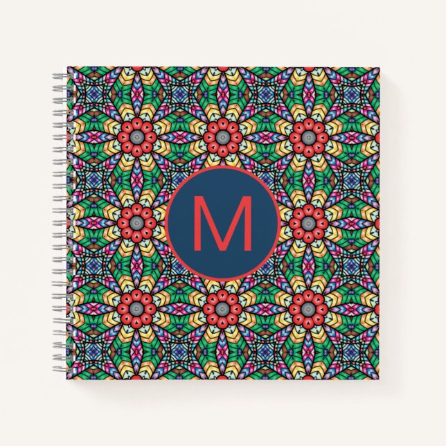 Cuaderno Monograma del patrón de Kaleidoscopio ordenado col (Anverso)