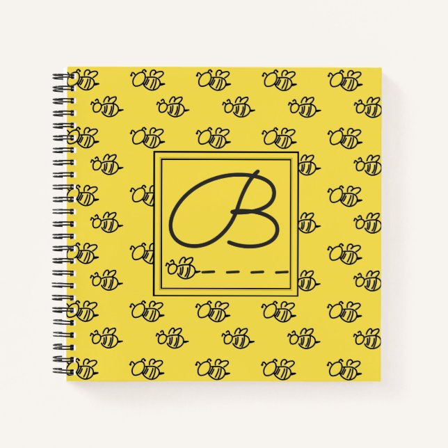 Cuaderno Monograma del patrón de las abejas de verano amari (Anverso)