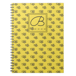 Cuaderno Monograma del patrón de las abejas de verano amari