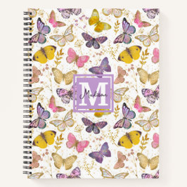 Cuaderno Monograma del patrón de las mariposas singulares c