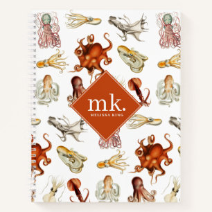 Cuaderno Monograma del patrón de los animales oceánicos Oct