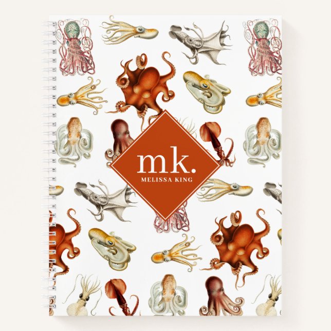 Cuaderno Monograma del patrón de los animales oceánicos Oct (Anverso)