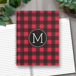 Cuaderno Monograma del patrón de patrón de búfalo rojo y