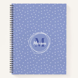 Cuaderno Monograma del patrón de puntos azules femeninos