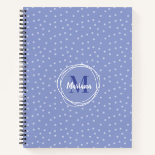 Cuaderno Monograma del patrón de puntos azules femeninos