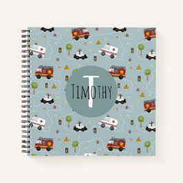 Cuaderno Monograma del patrón de transporte de los niños y 