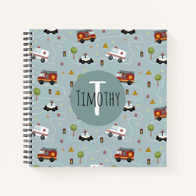 Cuaderno Monograma del patrón de transporte de los niños y  (Anverso)