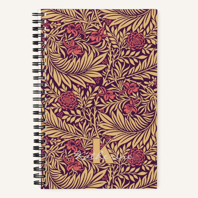 Cuaderno Monograma del patrón de William Morris Larkspur (Anverso)