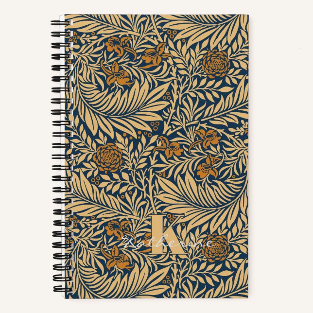 Cuaderno Monograma del patrón de William Morris Larkspur (Anverso)