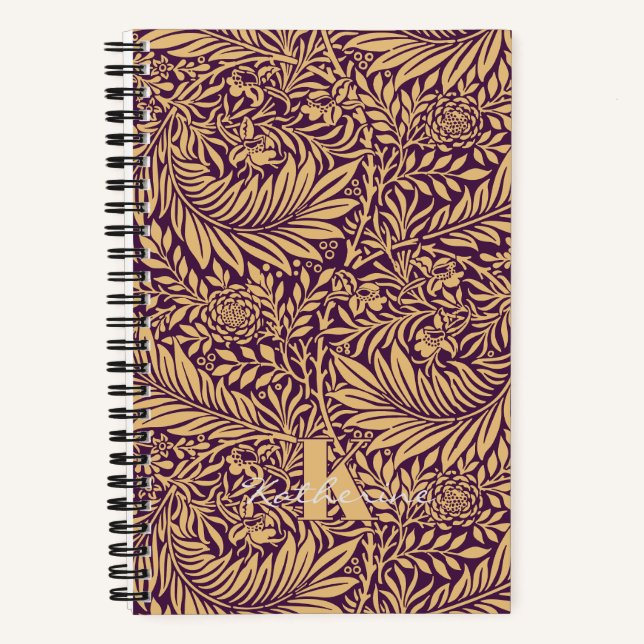 Cuaderno Monograma del patrón de William Morris Larkspur (Anverso)