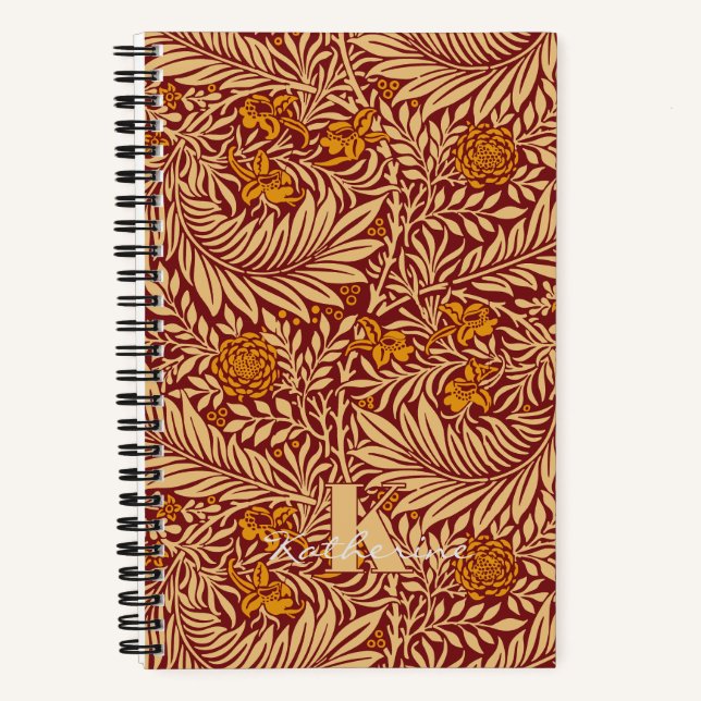 Cuaderno Monograma del patrón de William Morris Larkspur (Anverso)