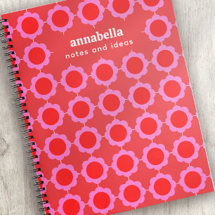 Cuaderno Monograma del patrón floral moderno de mediados de