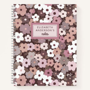 Cuaderno Monograma del patrón floral retro