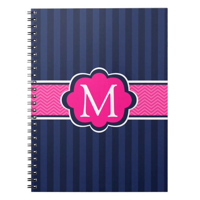 Cuaderno Monograma del personalizado de las rosas fuertes (Frente)