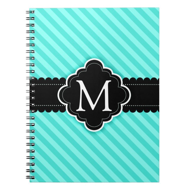 Cuaderno Monograma del personalizado del negro del modelo (Frente)
