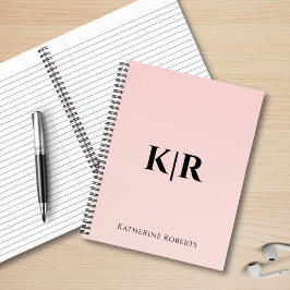 Cuaderno Monograma del Personalizado rosa Rubor