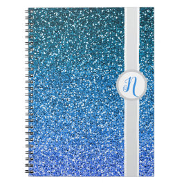 Cuaderno Monograma del Purpurina azul