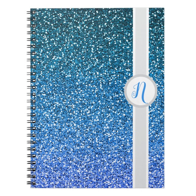 Cuaderno Monograma del Purpurina azul (Frente)