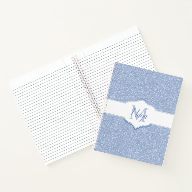 Cuaderno Monograma del Purpurina azul cielo (Interior)