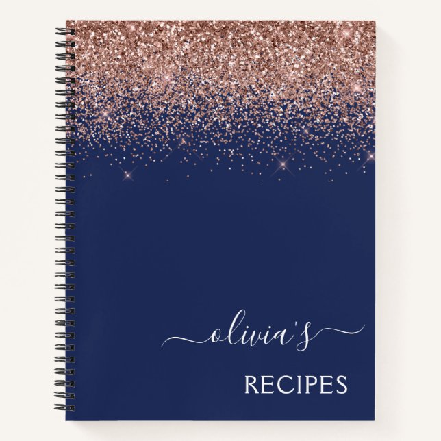 Cuaderno Monograma del Purpurina azul de la Marina Rosa de  (Anverso)
