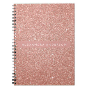 Cuaderno Monograma del Purpurina de espuma rosa Rubor Gold