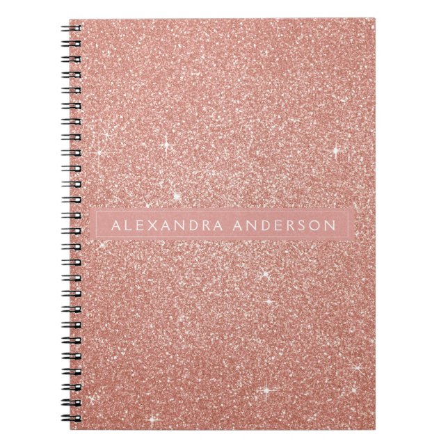 Cuaderno Monograma del Purpurina de espuma rosa Rubor Gold (Frente)