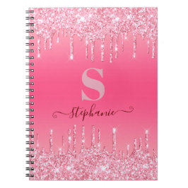 Cuaderno Monograma del Purpurina de espuma rosada