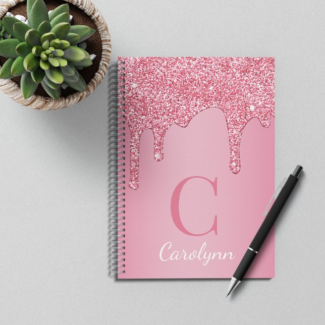 Cuaderno Monograma del Purpurina de espuma rosada de Rubor  (Subido por el creador)