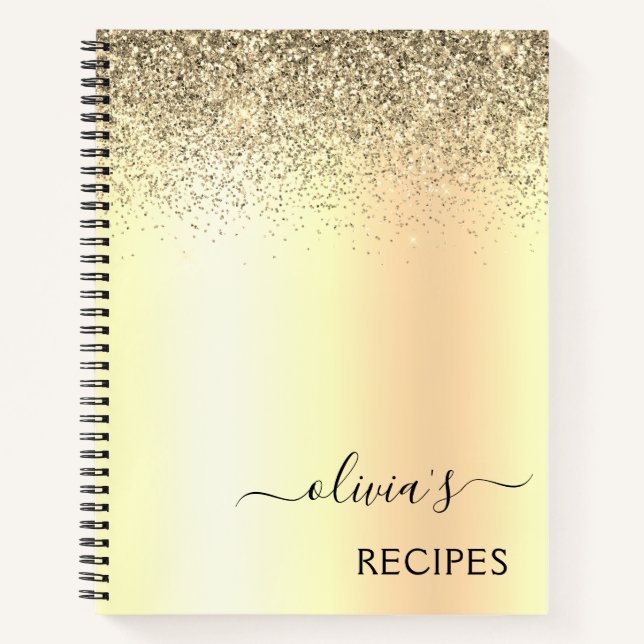 Cuaderno Monograma del Purpurina de oro de Cookbook (Anverso)