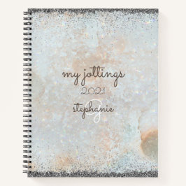 Cuaderno Monograma del Purpurina de plata cósmica celeste G