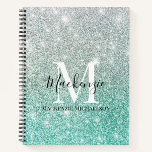 Cuaderno Monograma del Purpurina Girona Verde Plata Ombre