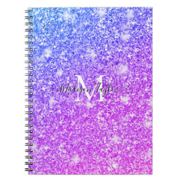 Cuaderno Monograma del Purpurina morado y rosado Girona