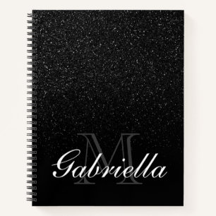 Cuaderno Monograma del Purpurina negro