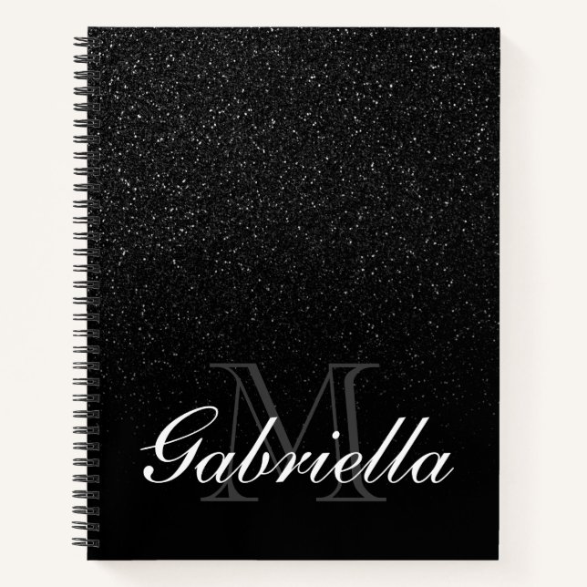 Cuaderno Monograma del Purpurina negro (Anverso)