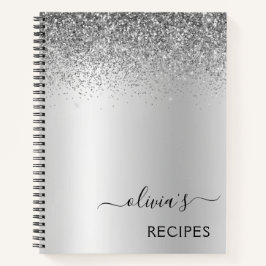 Cuaderno Monograma del Purpurina Plata de Cookbook de recet