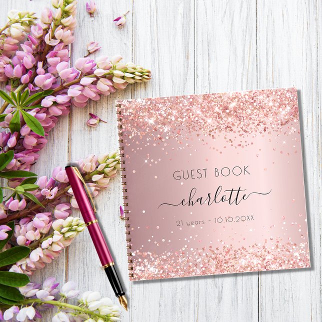 Cuaderno Monograma del purpurina rosa de cumpleaños del lib (Subido por el creador)