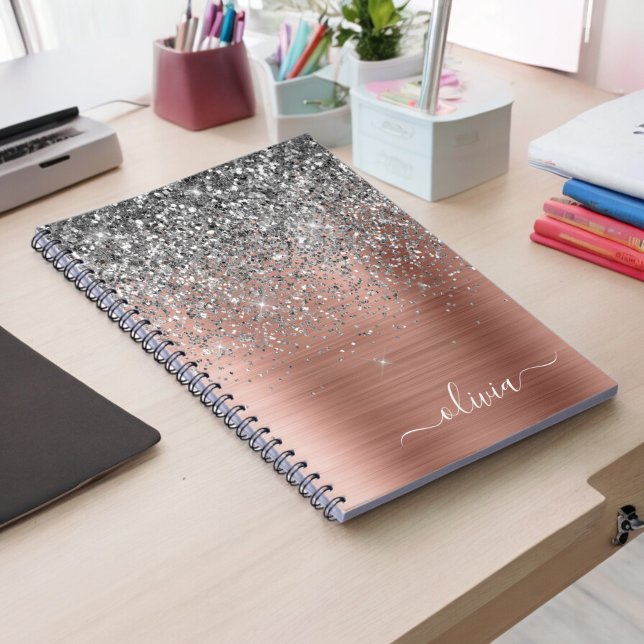 Cuaderno Monograma del Rosa Metalizado de plata dorada cepi (Subido por el creador)