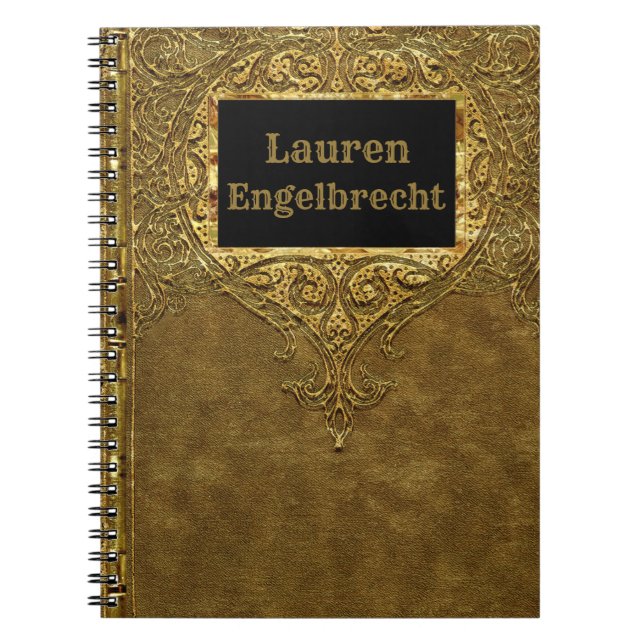 Cuaderno Monograma del Victorian del estilo del libro viejo (Frente)
