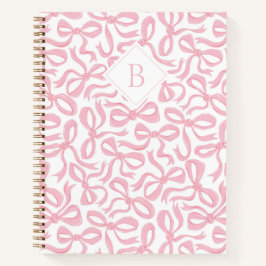Cuaderno Monograma Ditsy Preppy Pink Bow