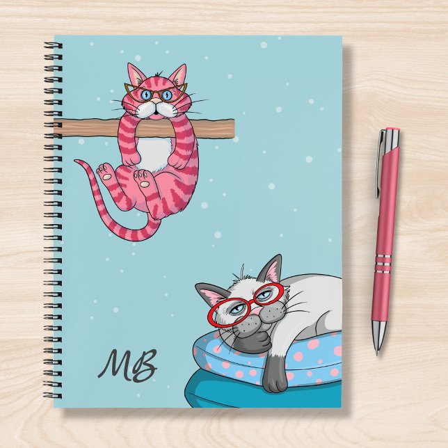 Cuaderno Monograma divertido y caprichoso Gatos modernos (Subido por el creador)
