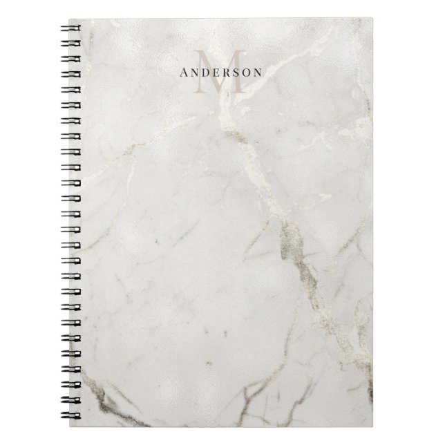 Cuaderno monograma doble de mármol perla (Frente)